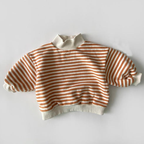 Winter striped plus velvet sweater turtleneck top